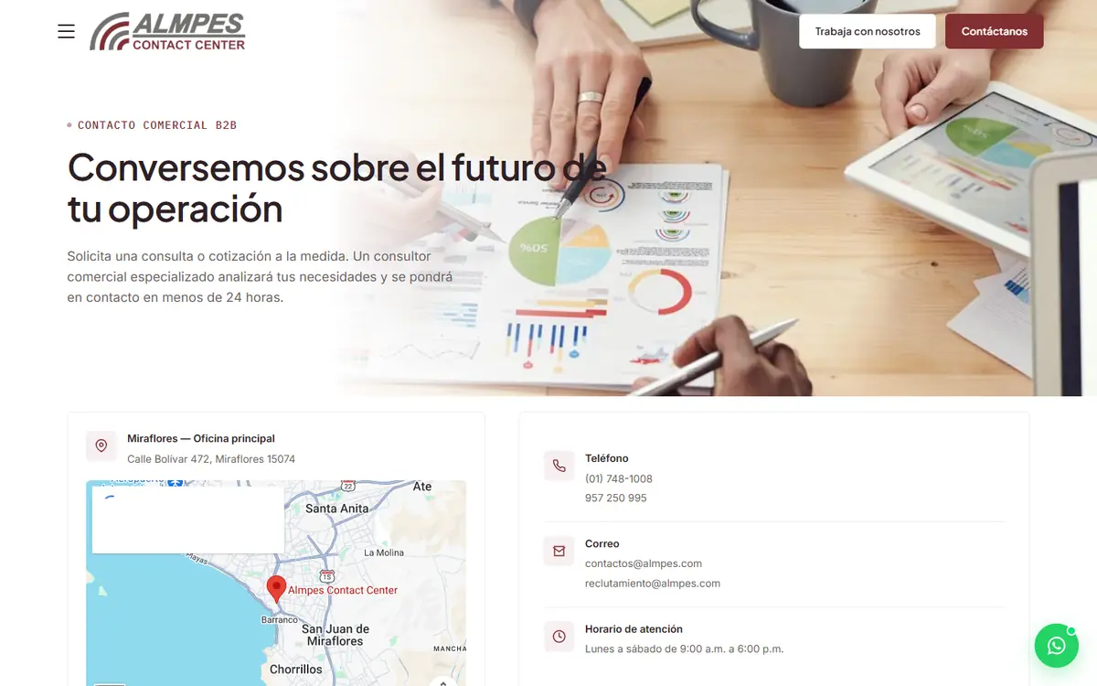 Inicio: hero B2B con métricas, ISO y doble CTA de propuesta