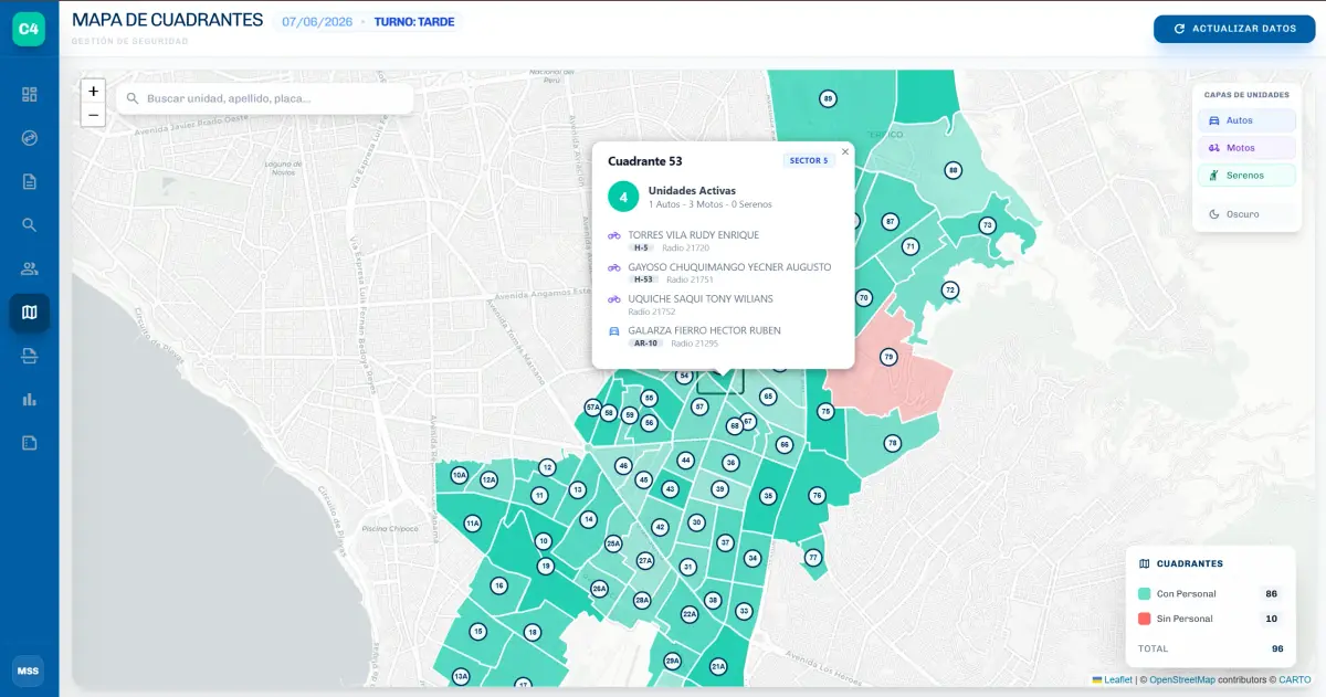 Dashboard de monitoreo operativo para seguridad ciudadana