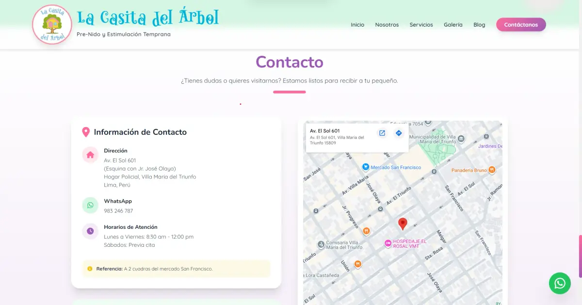 Diseño de la sección Contacto