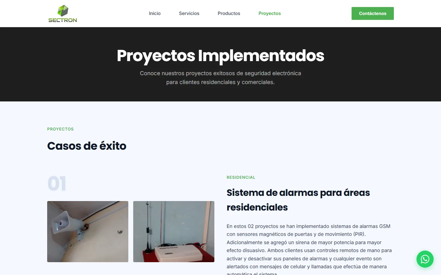 Proyectos implementados con detalle técnico